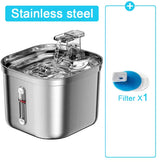 Fontaine à eau silencieuse en inox pour chat avec capteur et filtre