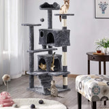 Sisal-Covered black plush high jump platform Pet Wooden Tree House cat tree for large cats living room furniture cat