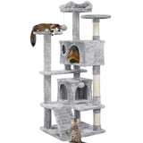 Sisal-Covered black plush high jump platform Pet Wooden Tree House cat tree for large cats living room furniture cat