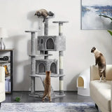 Sisal-Covered black plush high jump platform Pet Wooden Tree House cat tree for large cats living room furniture cat