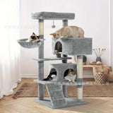 Sisal-Covered black plush high jump platform Pet Wooden Tree House cat tree for large cats living room furniture cat