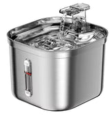 Fontaine à eau silencieuse en inox pour chat avec capteur et filtre