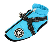 Waterproof Dog Jacket With Harness Baby Blue